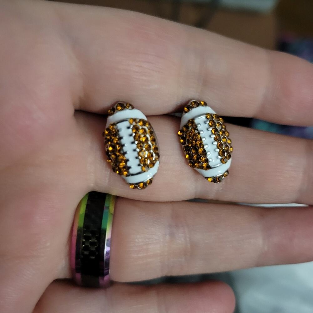 Football shaped crystal post earrings